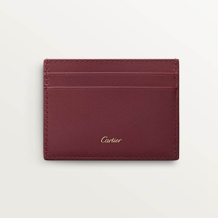 Cartier Characters单层卡片夹 酒红色 小牛皮