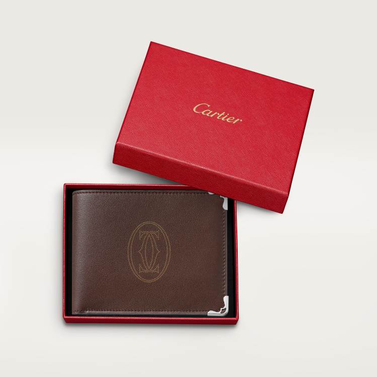 6信用卡短款皮夹，Must de Cartier系列 棕色 小牛皮