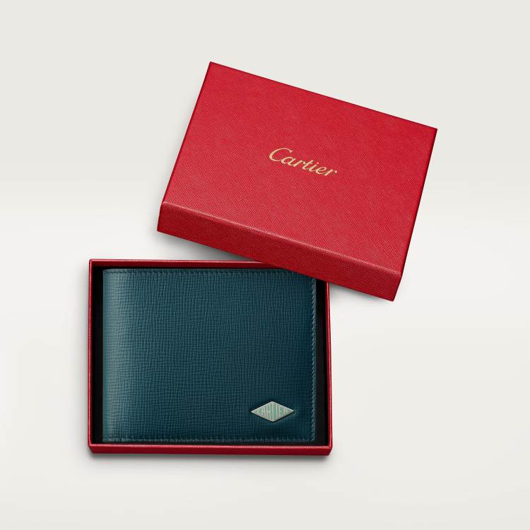 6信用卡皮夹，Cartier Losange系列 蓝色 小牛皮
