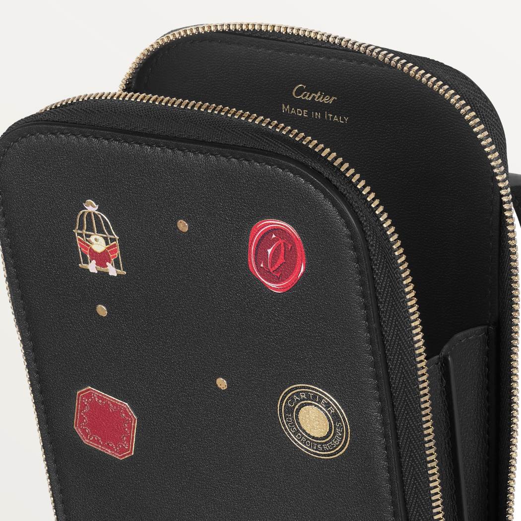 手机包，Diabolo de Cartier系列 黑色 小牛皮