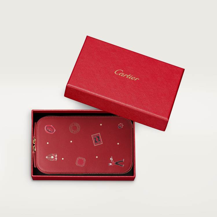 手机包，Diabolo de Cartier系列 红色 小牛皮
