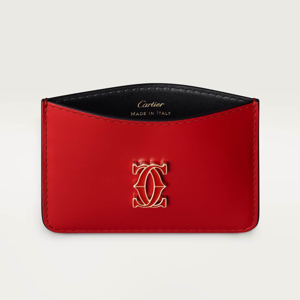 C de Cartier系列小皮具，卡片夹 红色 小牛皮