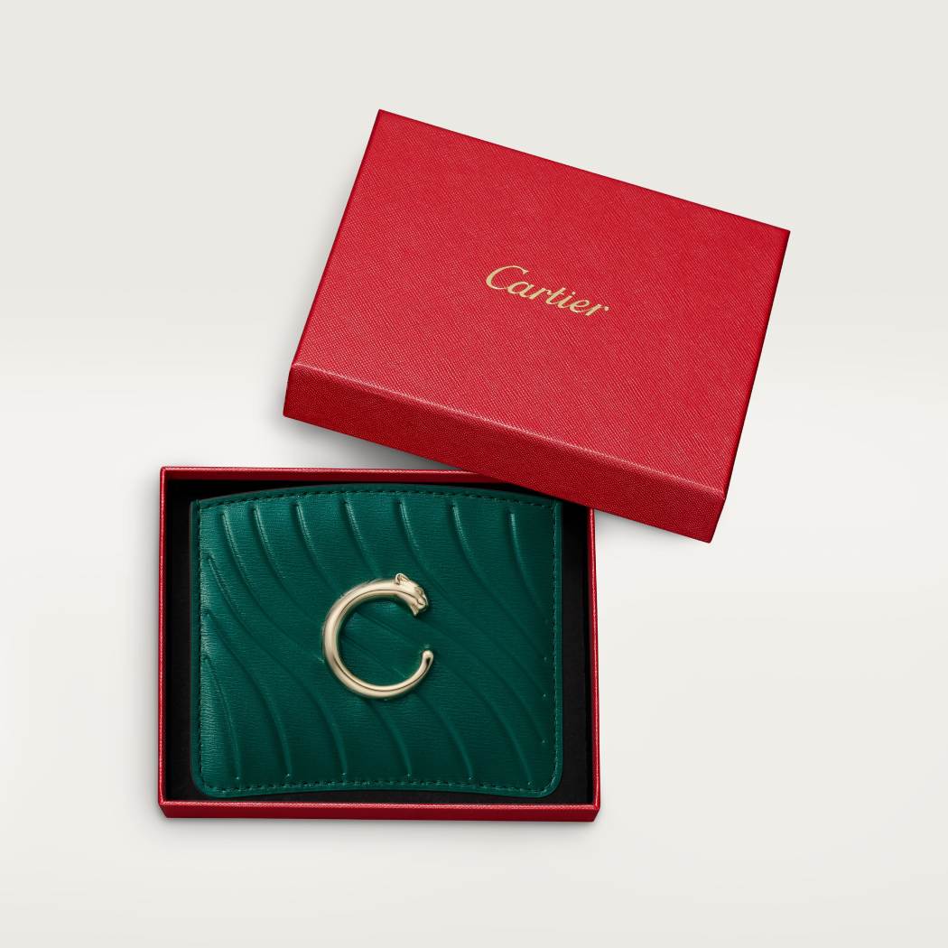 Panthère C de Cartier系列单层卡片夹 绿色 小牛皮