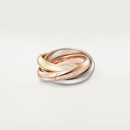 Trinity戒指，大号款 18K白金，18K黄金，18K玫瑰金