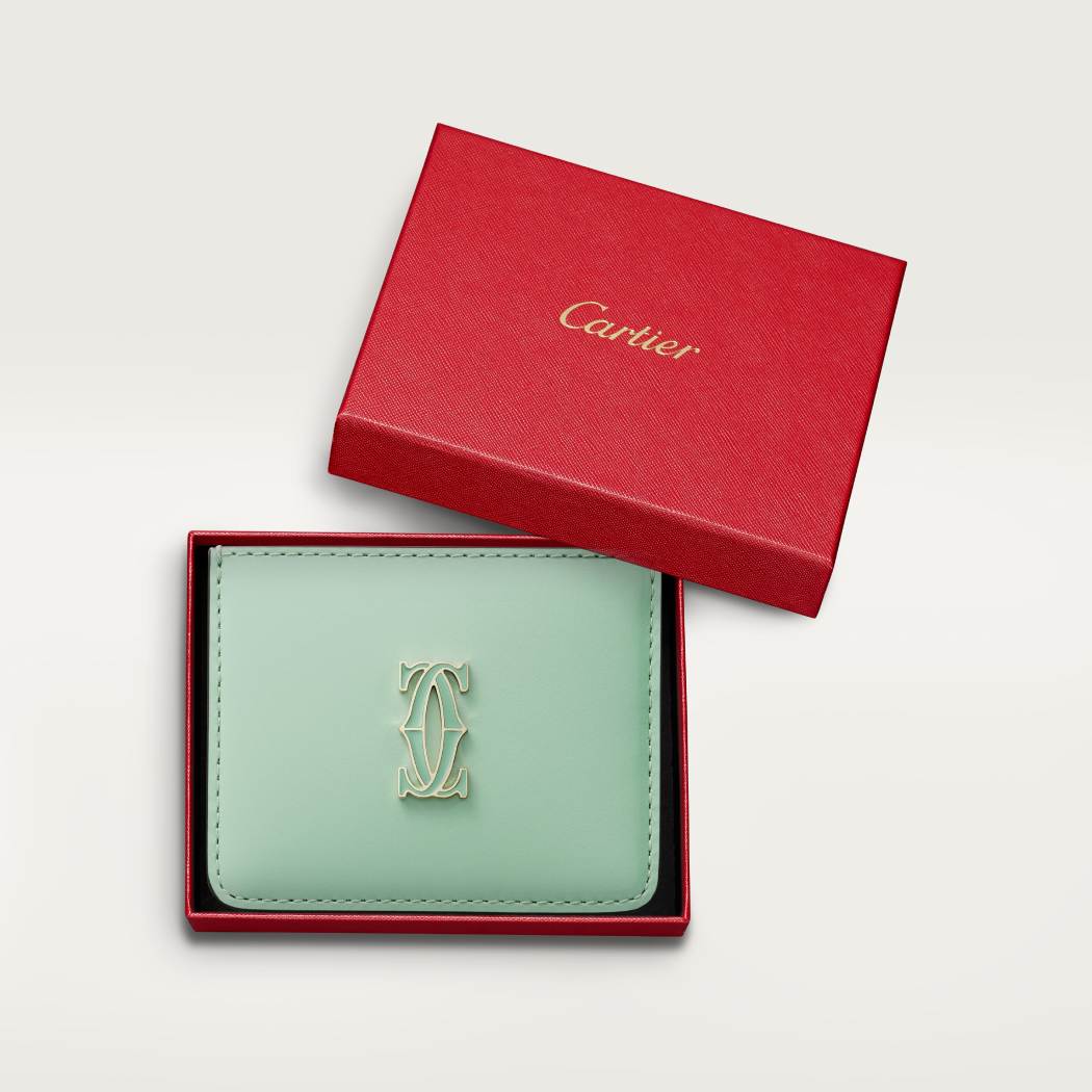 C de Cartier单卡片夹 绿色 小牛皮