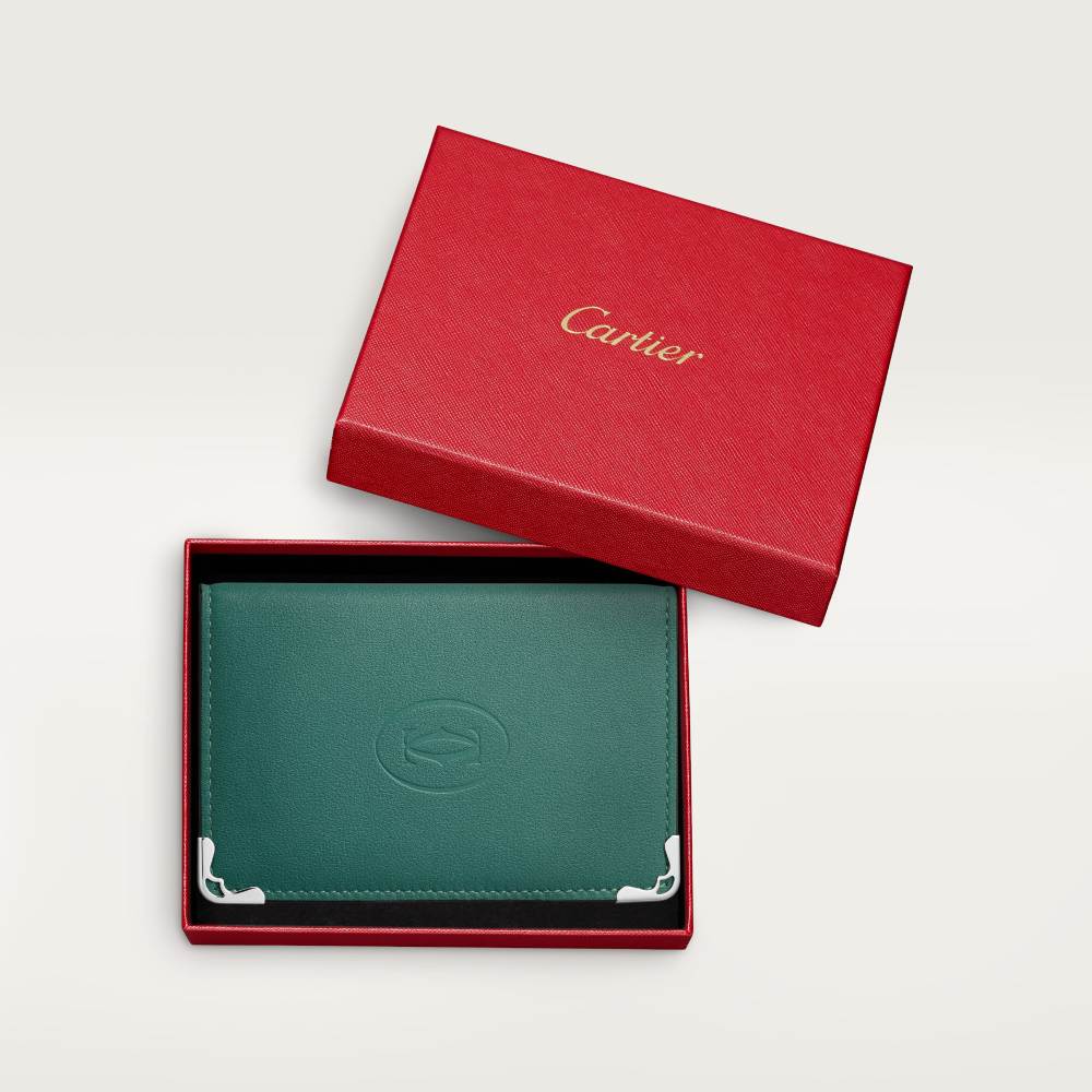 Must de Cartier系列小皮具，卡片夹 绿色 小牛皮