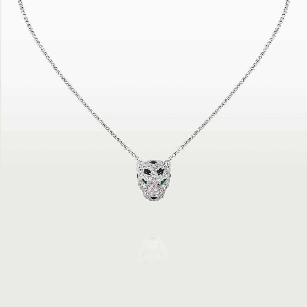Panthère de Cartier卡地亚猎豹吊坠项链，铺镶钻石 18K白金