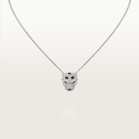 Panthère de Cartier卡地亚猎豹吊坠项链，铺镶钻石 18K白金