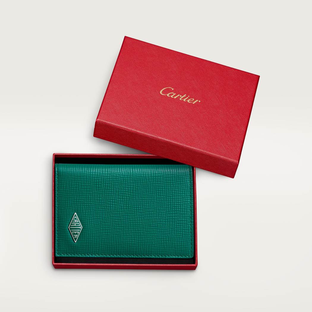 4信用卡皮夹，Cartier Losange系列 绿色 小牛皮