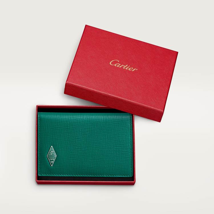 4信用卡皮夹，Cartier Losange系列 绿色 小牛皮