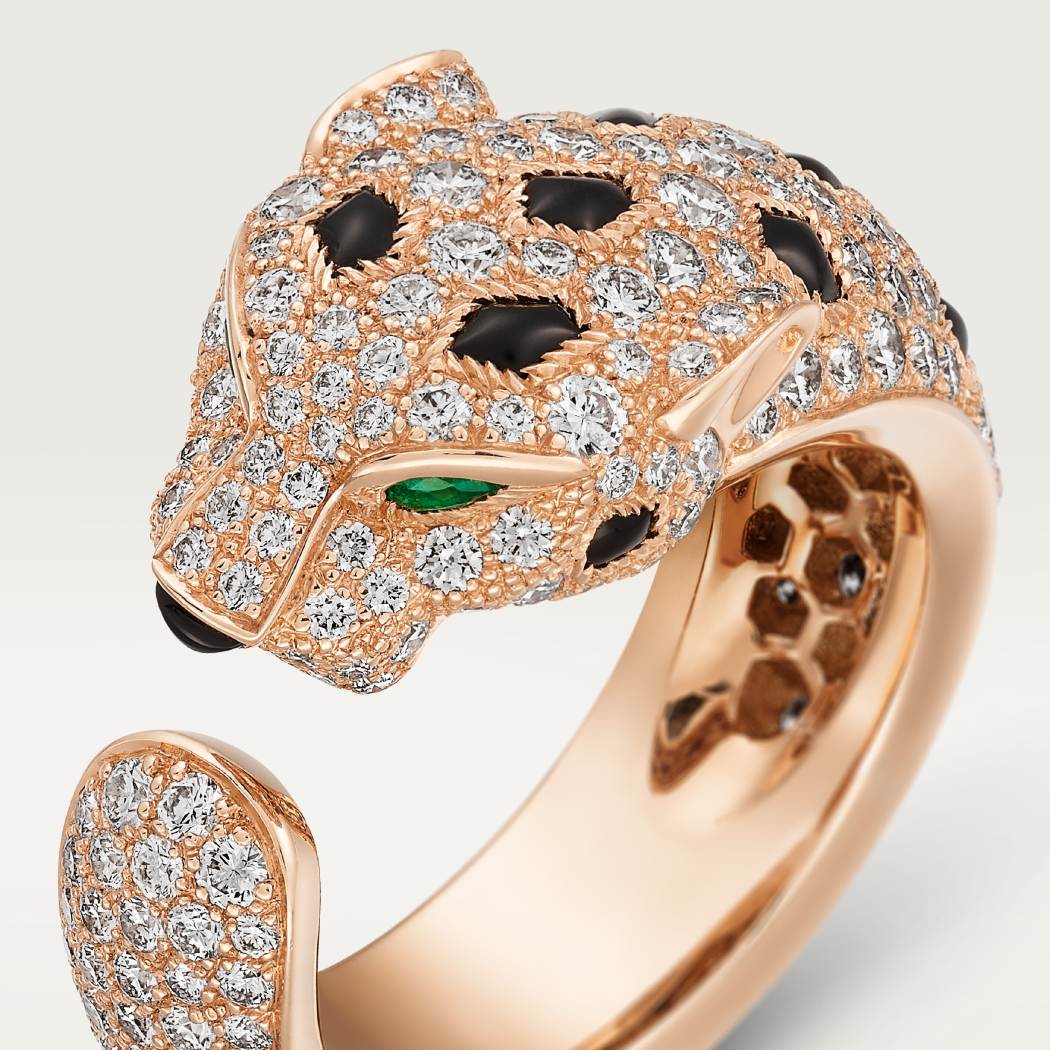 Panthère de Cartier卡地亚猎豹戒指，中号款，铺镶钻石 18K玫瑰金