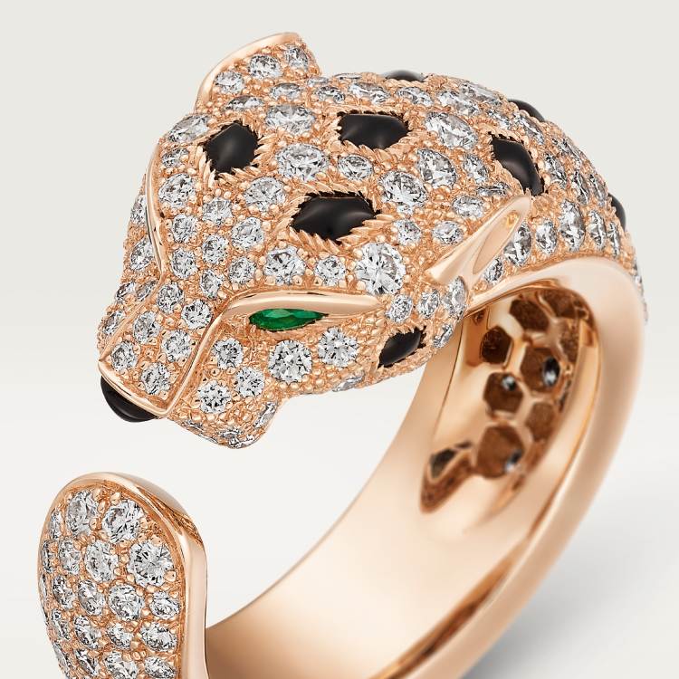Panthère de Cartier卡地亚猎豹戒指，中号款，铺镶钻石 18K玫瑰金