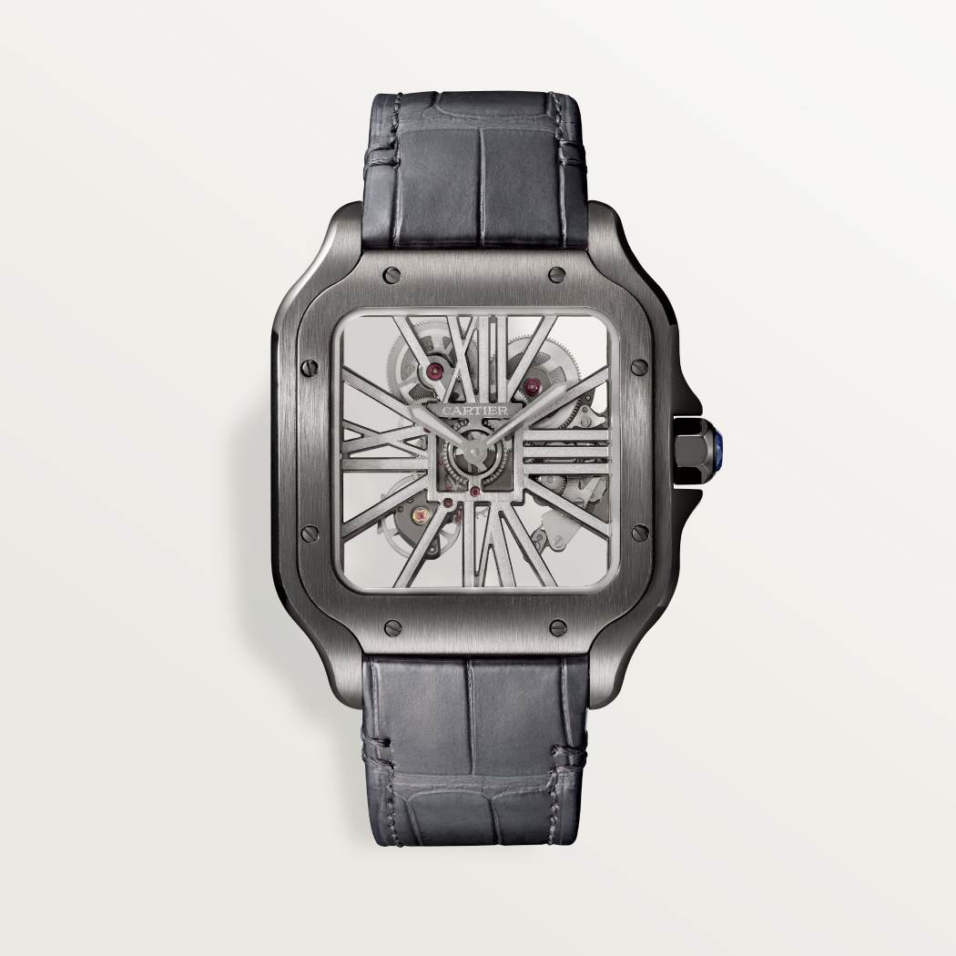 Santos de Cartier镂空腕表 大号 精钢 - 黑色ADLC碳镀层（非晶体类金刚石碳镀层）精钢 手动上链
