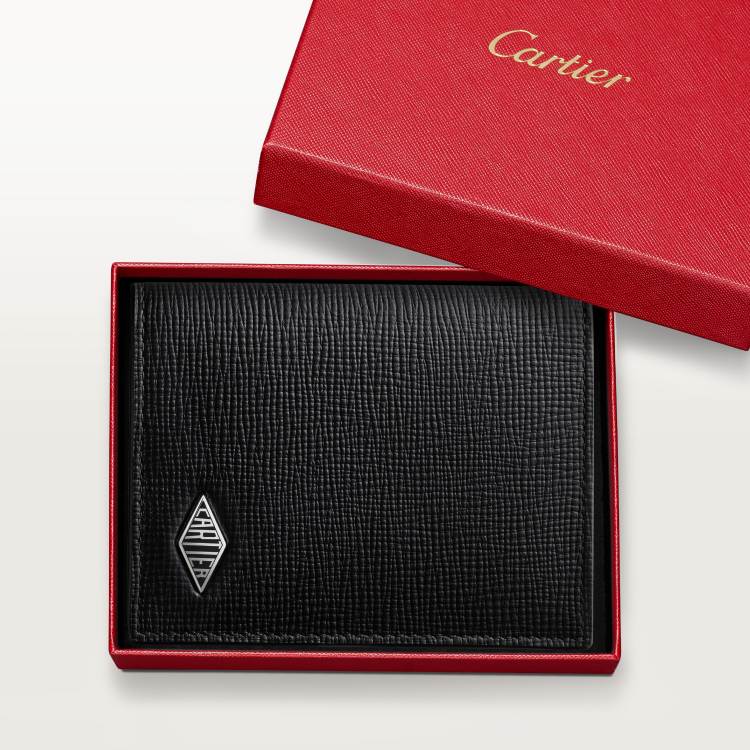 4信用卡皮夹，Cartier Losange系列 黑色 小牛皮