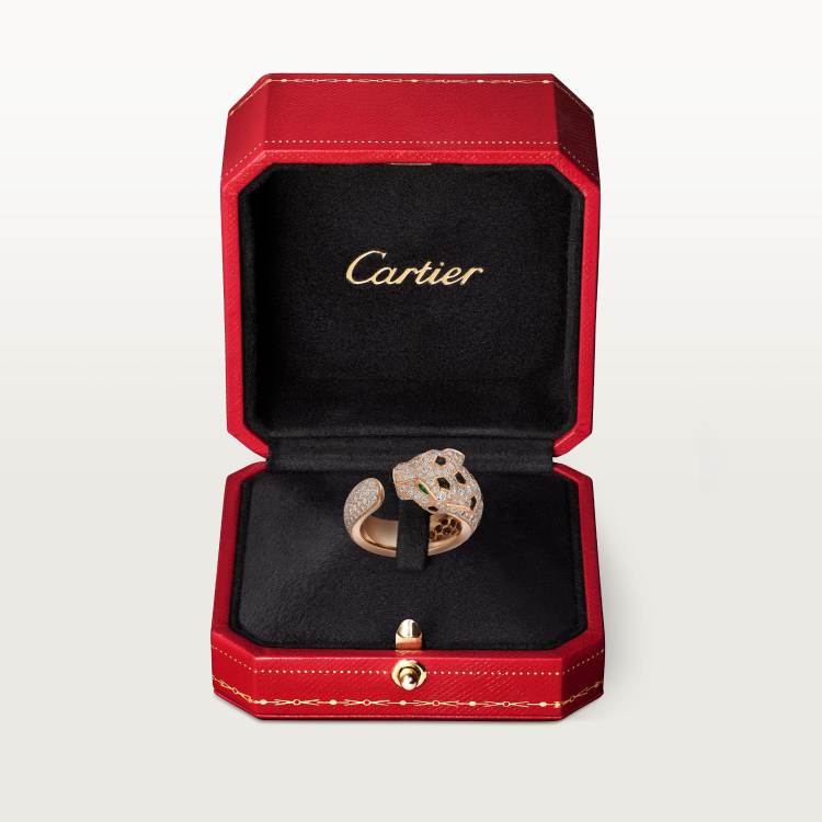Panthère de Cartier卡地亚猎豹戒指，中号款，铺镶钻石 18K玫瑰金