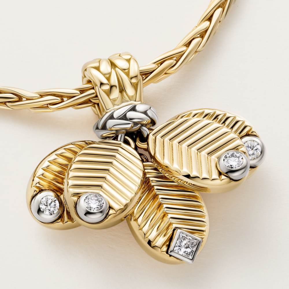 Grain de Café长项链，镶嵌钻石 18K黄金，其他