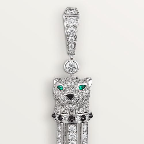 Panthère de Cartier卡地亚猎豹耳环，缟玛瑙，大号款，铺镶钻石