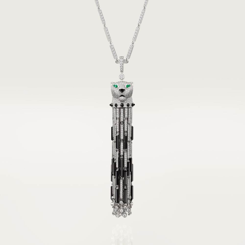 Panthère de Cartier卡地亚猎豹长项链，缟玛瑙，多种佩戴，大号款，铺镶钻石 18K白金