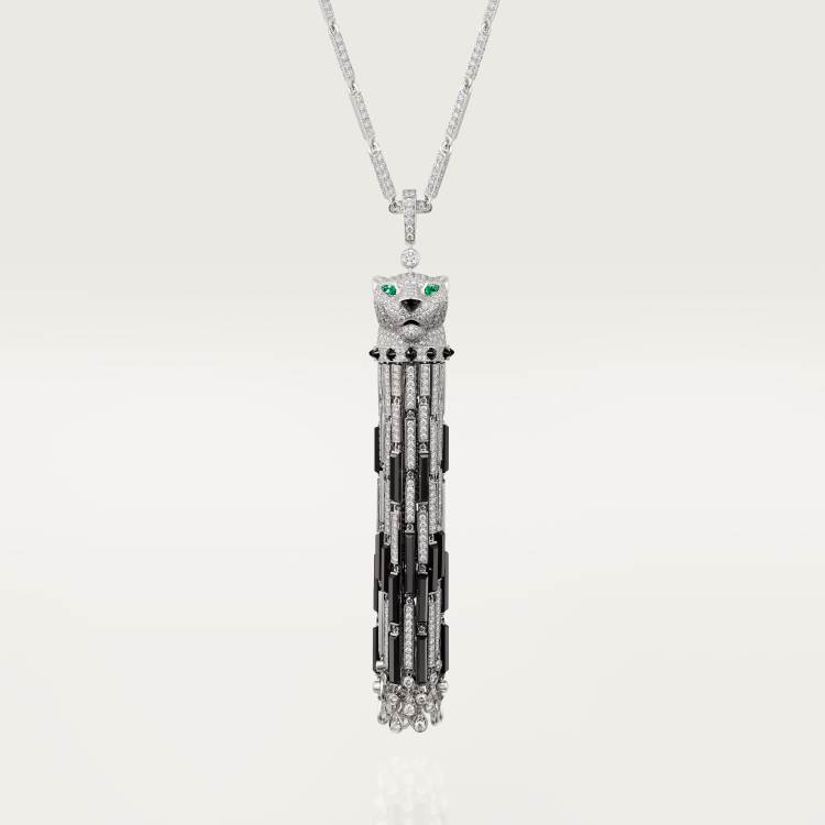 Panthère de Cartier卡地亚猎豹长项链，缟玛瑙，多种佩戴，大号款，铺镶钻石 18K白金