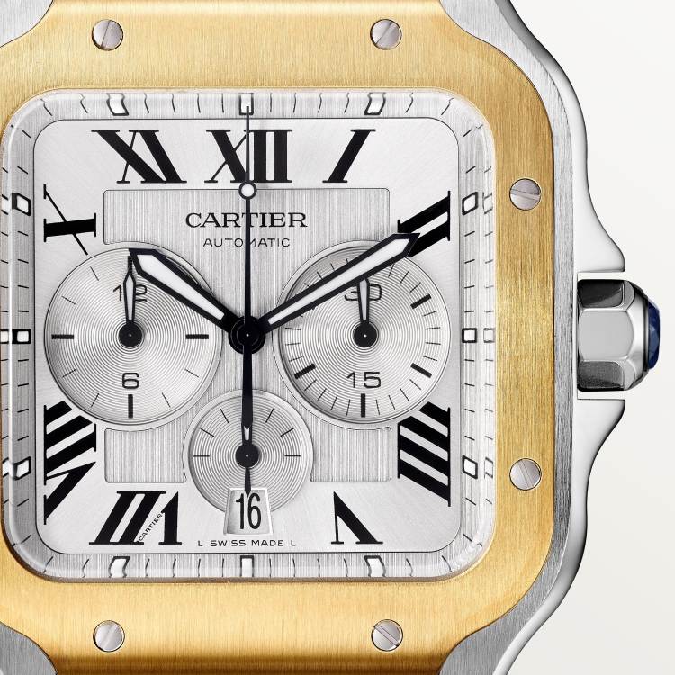Santos de Cartier计时码表 XL K金 - 精钢色 自动上链