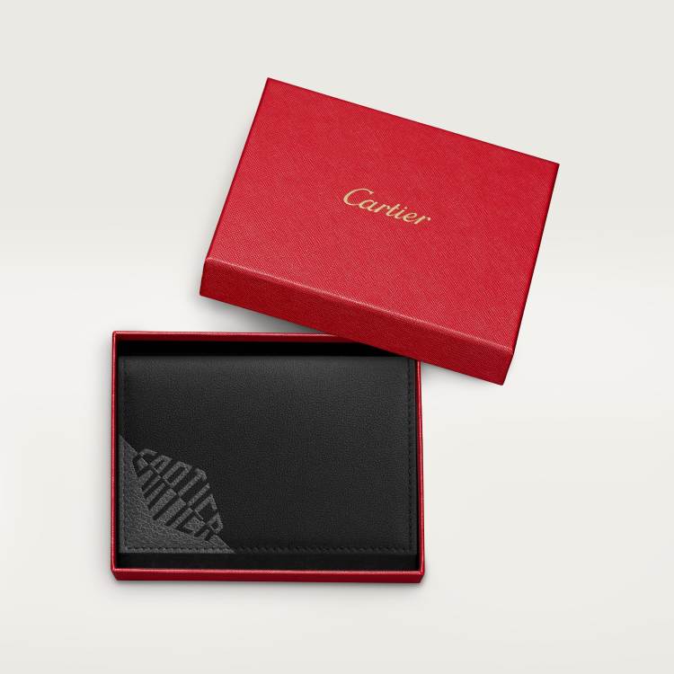 4信用卡皮夹，Cartier Losange Shadow系列 黑色 小牛皮
