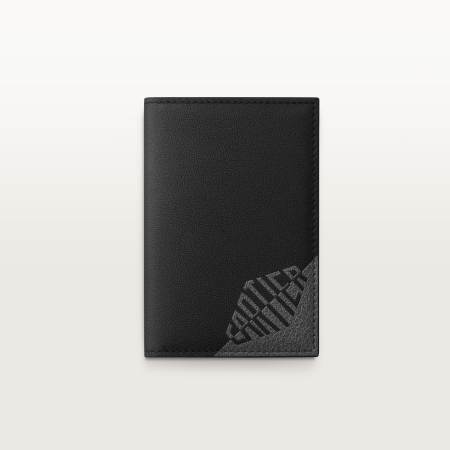 4信用卡皮夹，Cartier Losange Shadow系列 黑色 小牛皮