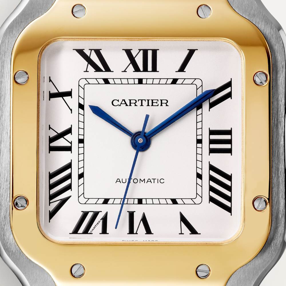 Santos de Cartier腕表 中号款 K金 - 精钢色 自动上链