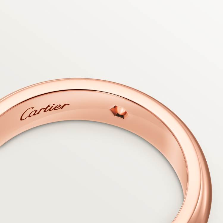C de Cartier戒指，宽4毫米，镶嵌1颗钻石 18K玫瑰金