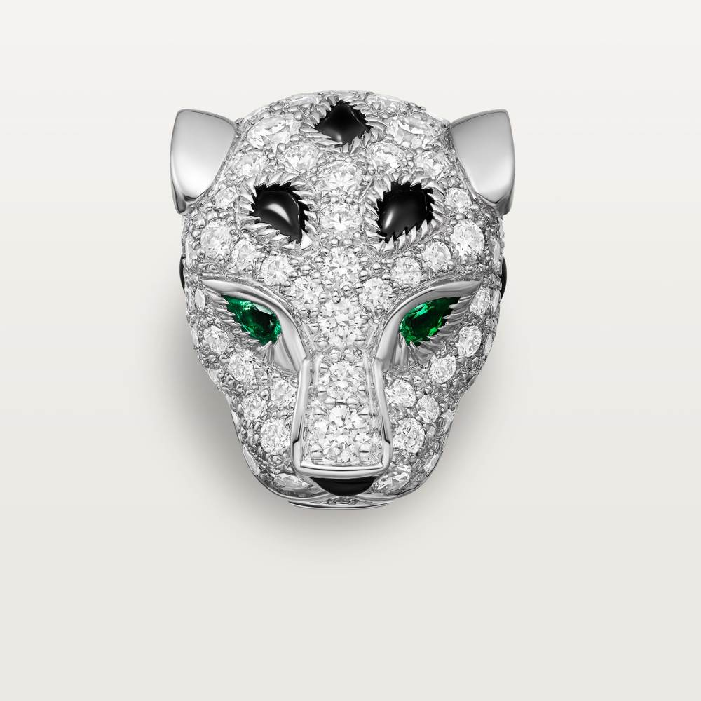 Panthère de Cartier卡地亚猎豹耳钉，铺镶钻石 18K白金