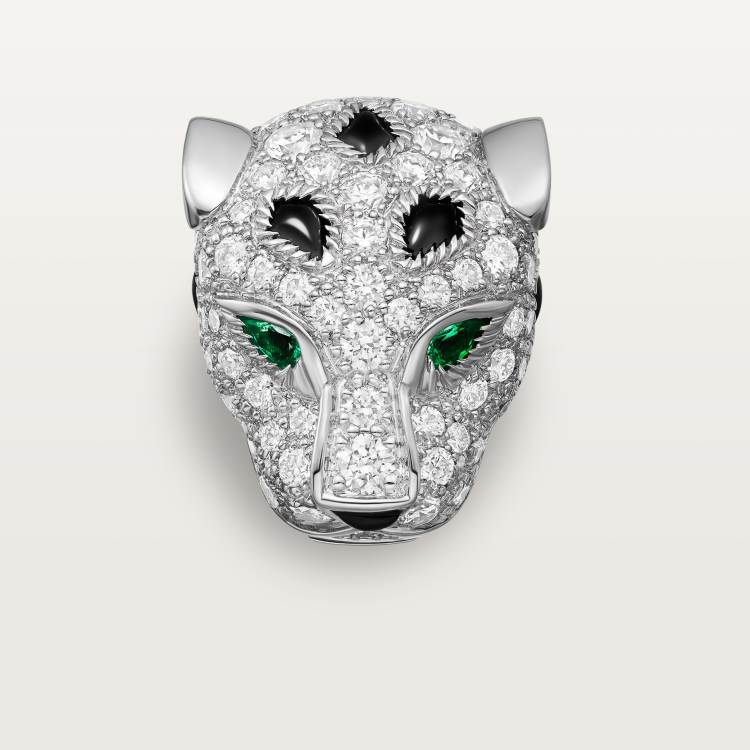 Panthère de Cartier卡地亚猎豹耳钉，铺镶钻石 18K白金