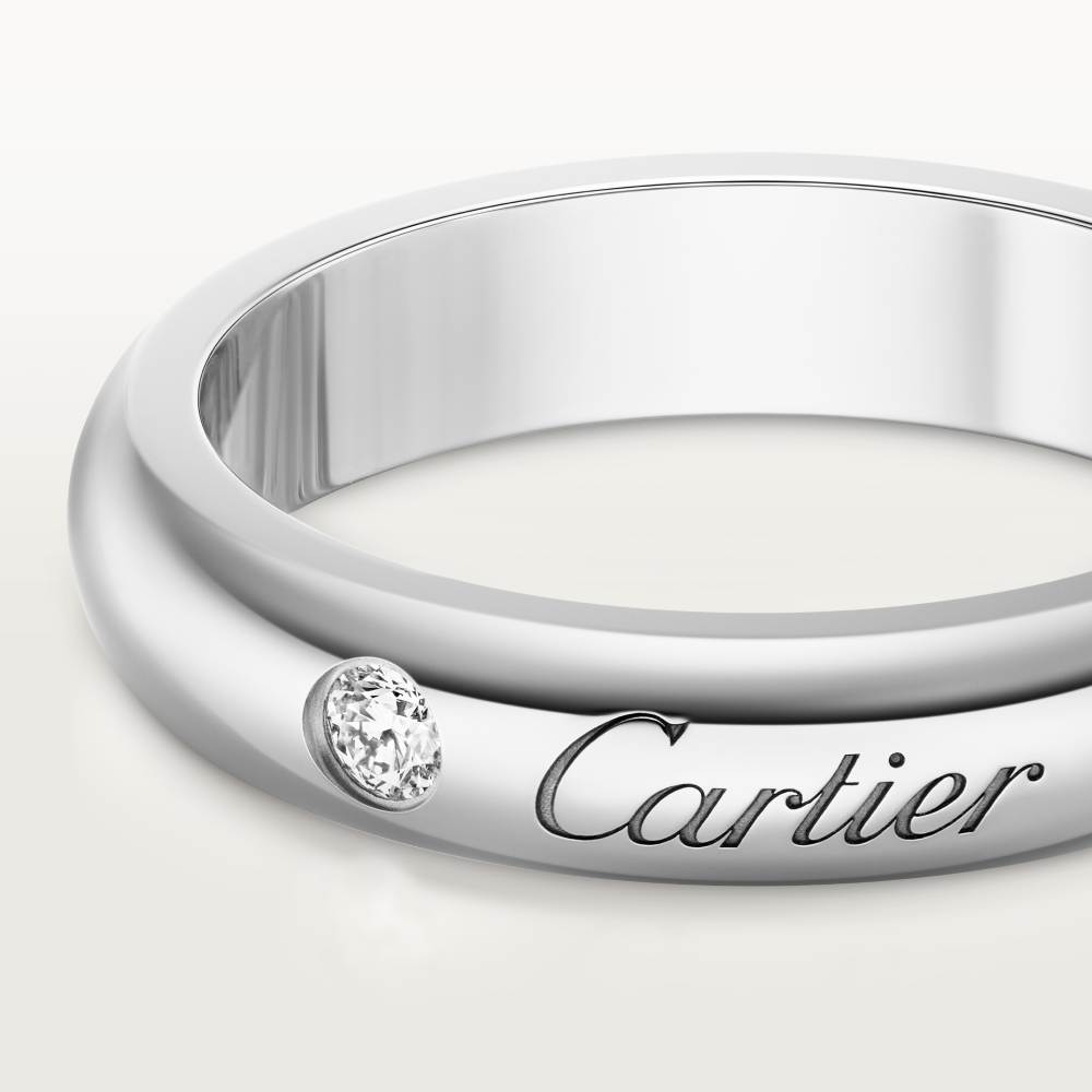 C de Cartier戒指，宽4毫米，镶嵌1颗钻石 铂金