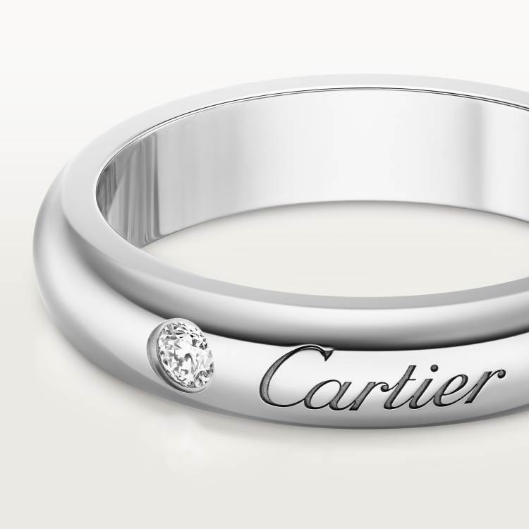 C de Cartier戒指，宽4毫米，镶嵌1颗钻石 铂金
