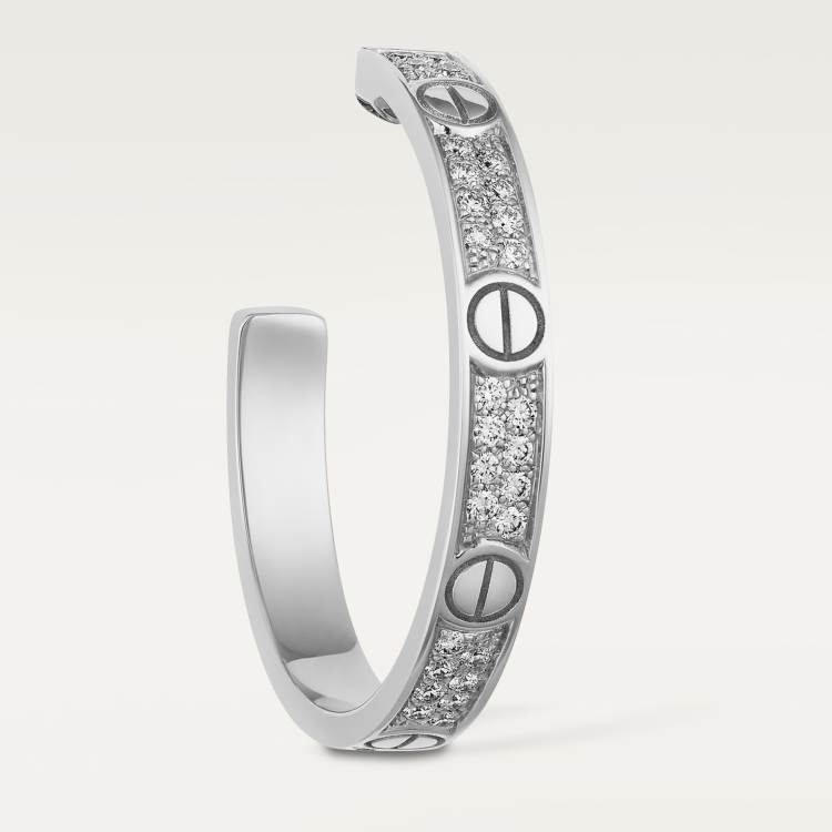LOVE圈形耳环，中号款，铺镶钻石 18K白金