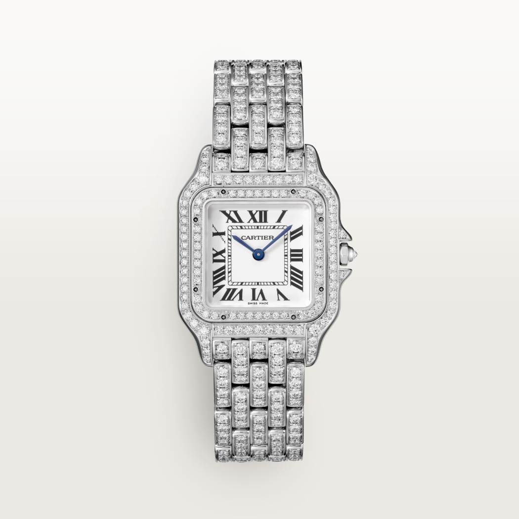 Panthère de Cartier腕表 中号款 18K镀铑白金 石英