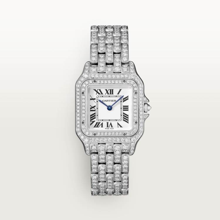Panthère de Cartier腕表 中号款 18K镀铑白金 石英