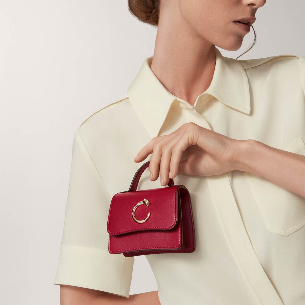 Panthère C系列超小号款手袋 樱桃红色 小牛皮