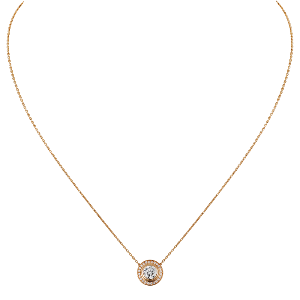 Cartier d'Amour吊坠项链，镶嵌圆形明亮式切割钻石，铺镶钻石  18K玫瑰金