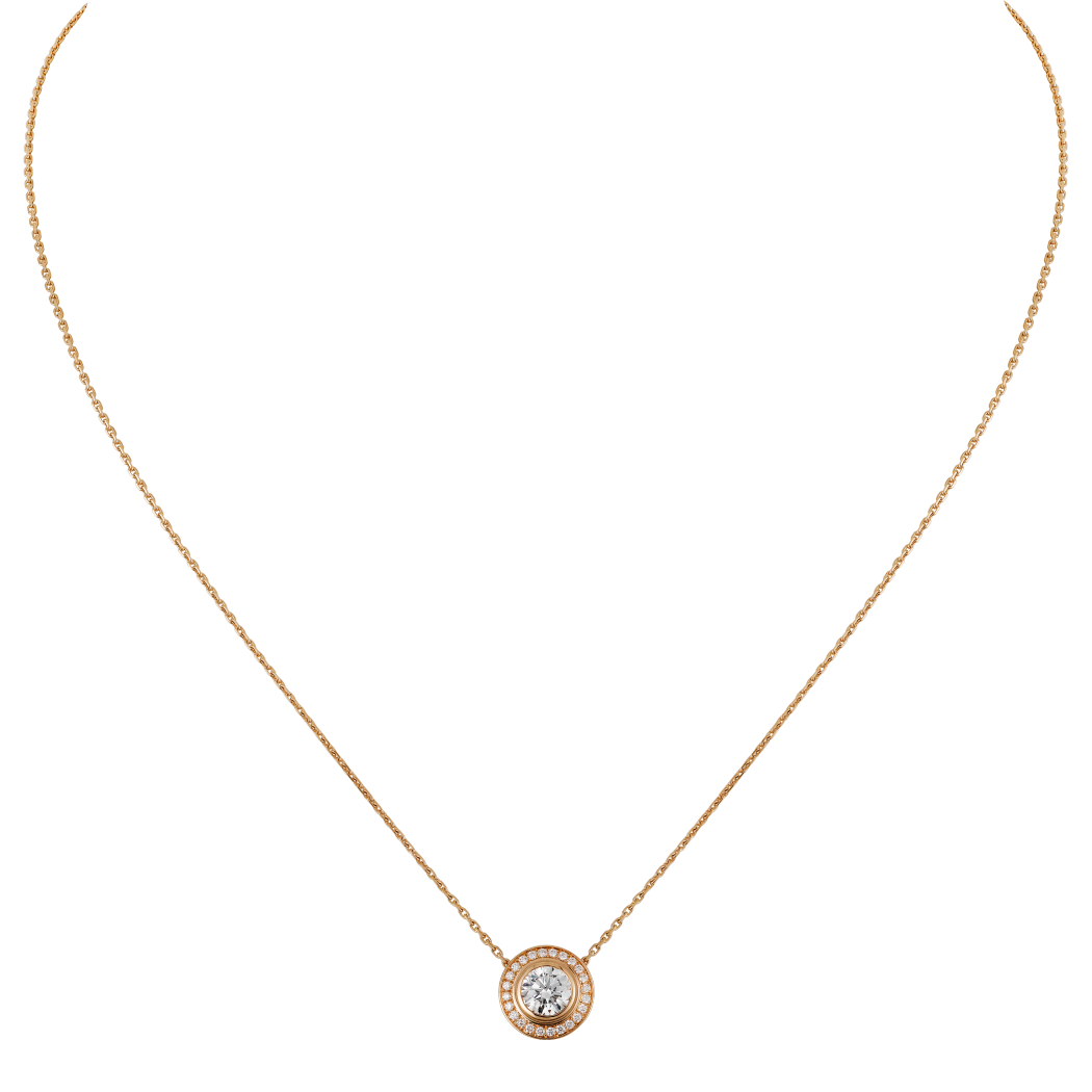 Cartier d'Amour吊坠项链，镶嵌圆形明亮式切割钻石，铺镶钻石  18K玫瑰金