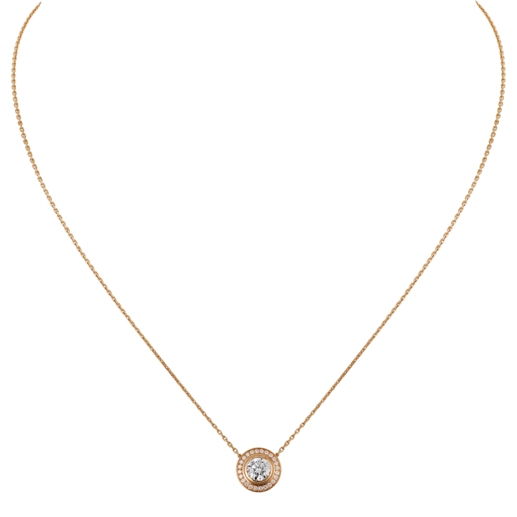 Cartier d'Amour吊坠项链，镶嵌圆形明亮式切割钻石，铺镶钻石  18K玫瑰金