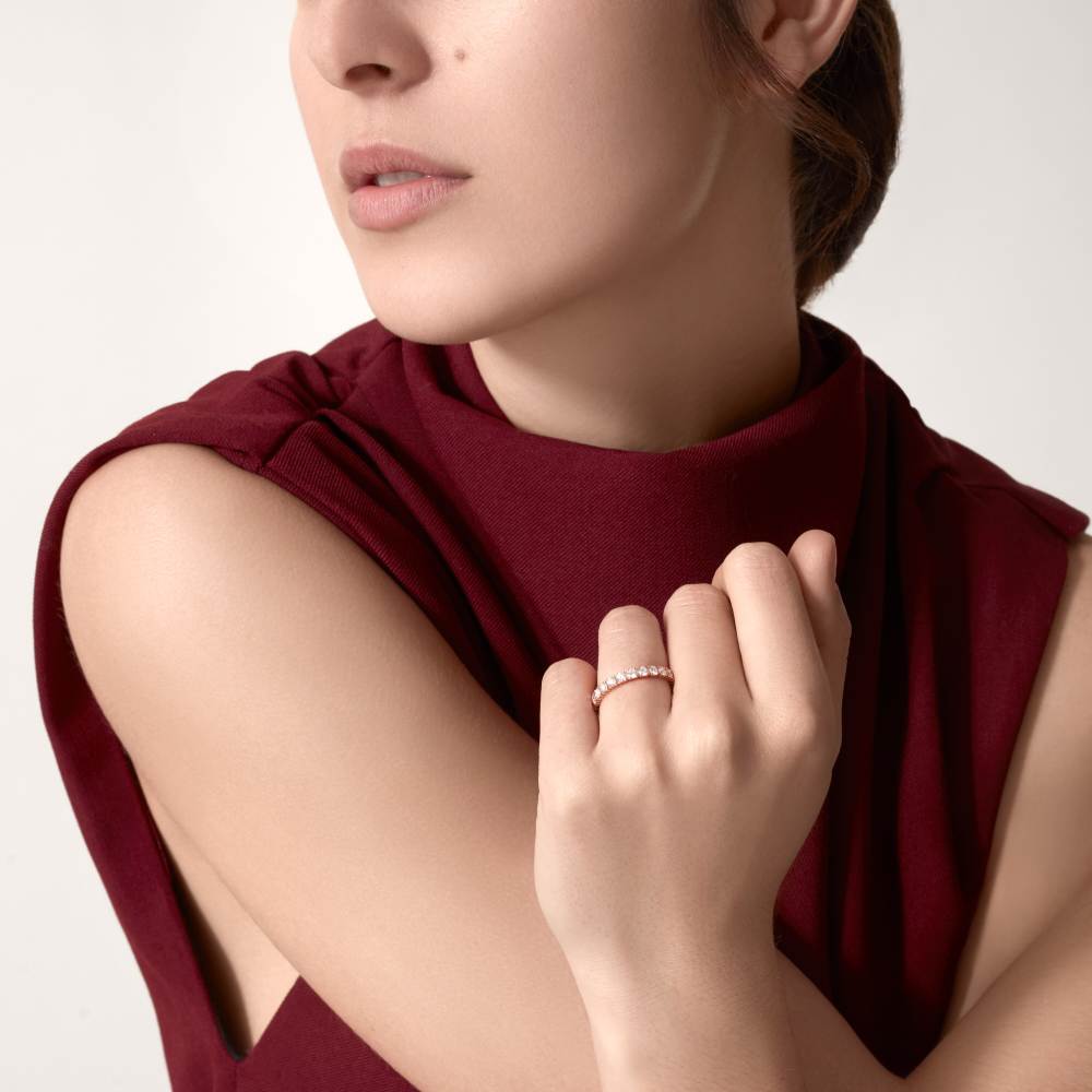 Cartier Destinée戒指，宽3.3毫米，铺镶钻石  18K玫瑰金