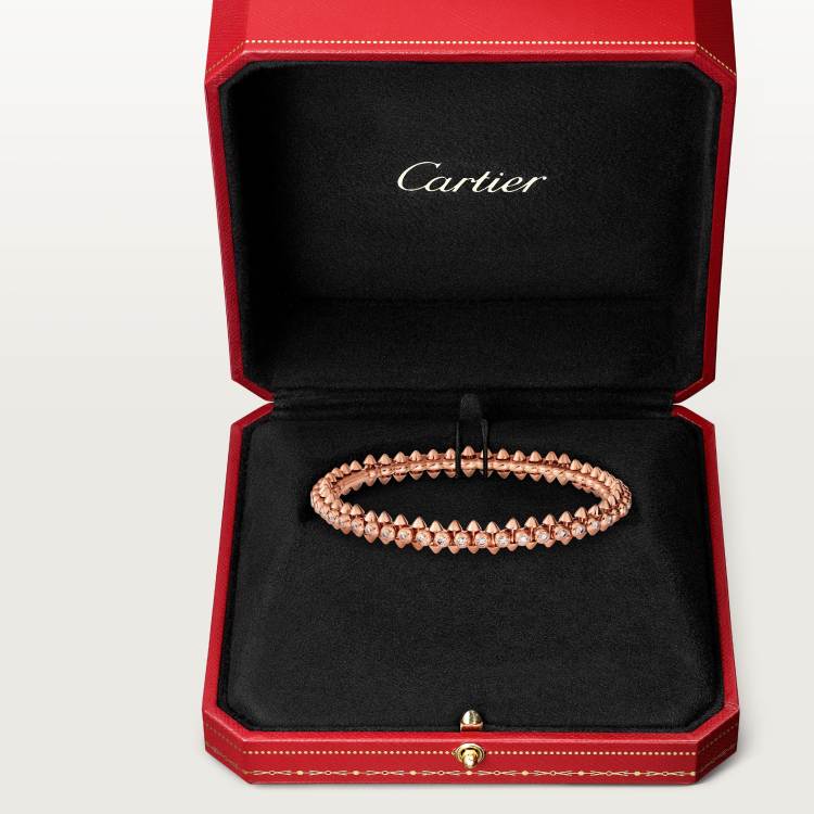 Clash de Cartier手镯，中号款，镶嵌钻石 18K玫瑰金