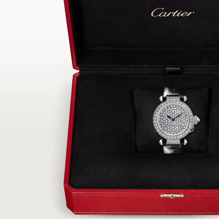 Pasha de Cartier腕表 35毫米 18K镀铑白金 自动上链