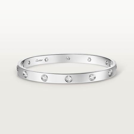 LOVE手镯，经典款，镶嵌10颗钻石 18K白金