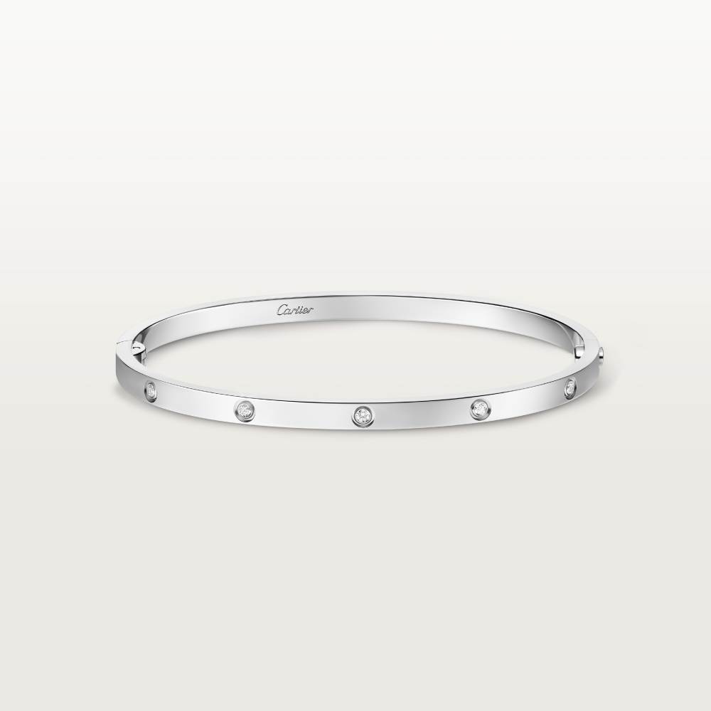 LOVE手镯，小号款，镶嵌10颗钻石 18K白金