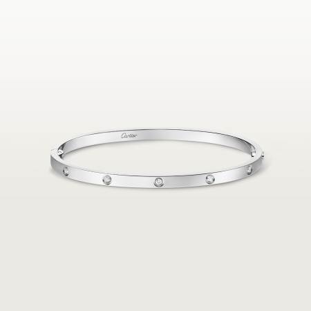 LOVE手镯，小号款，镶嵌10颗钻石 18K白金