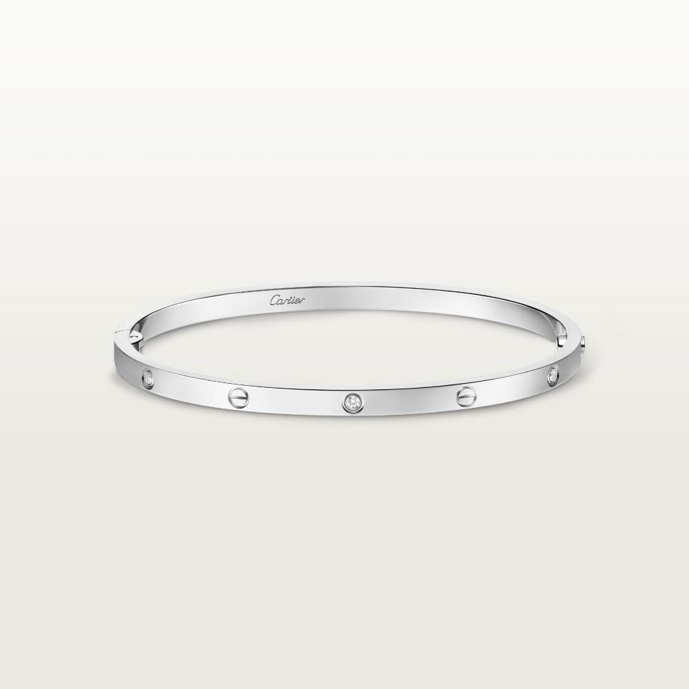LOVE手镯，小号款，镶嵌6颗钻石 18K白金