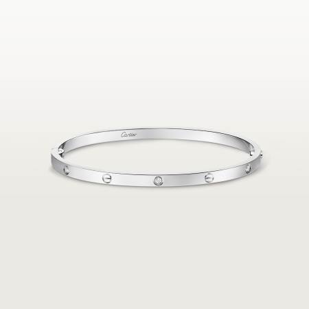 LOVE手镯，小号款，镶嵌6颗钻石 18K白金