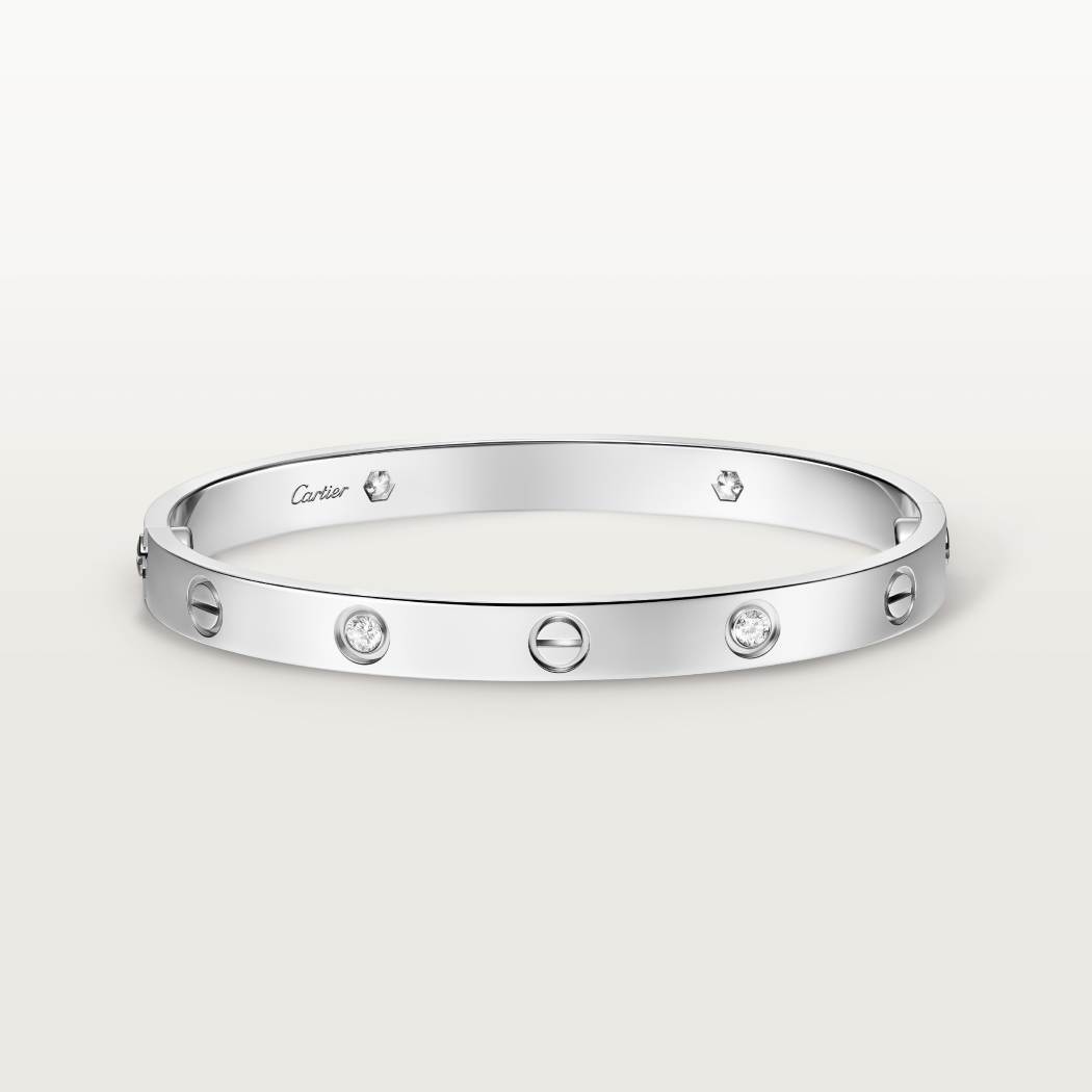 LOVE手镯，经典款，镶嵌4颗钻石 18K白金