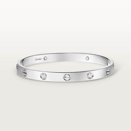 LOVE手镯，经典款，镶嵌4颗钻石 18K白金