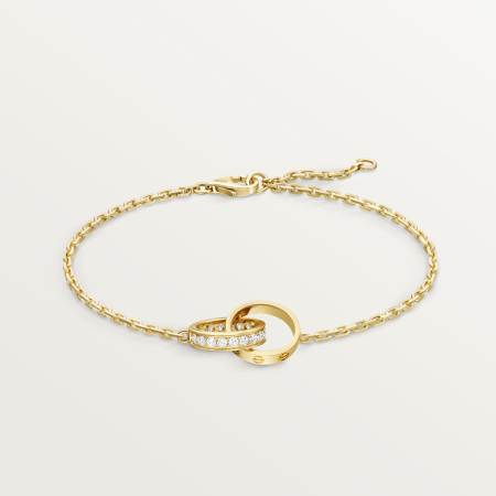 LOVE手链，半铺镶钻石 18K黄金